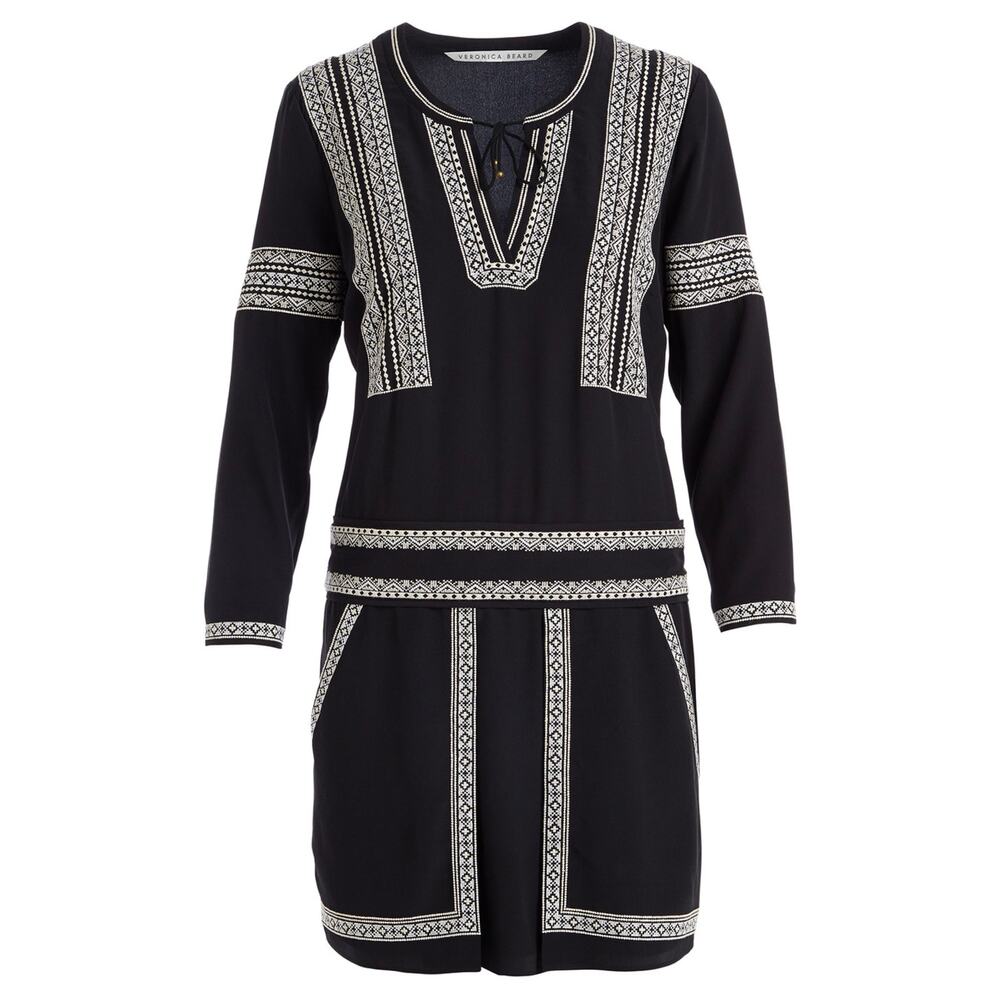 Veronica Beard Black Silk Embroidered Mini Dress - Picture 2 of 13
